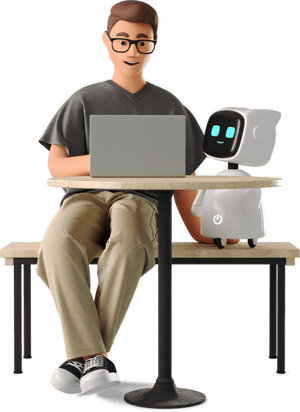 3d-business-man-working-at-laptop-with-robot-assistant