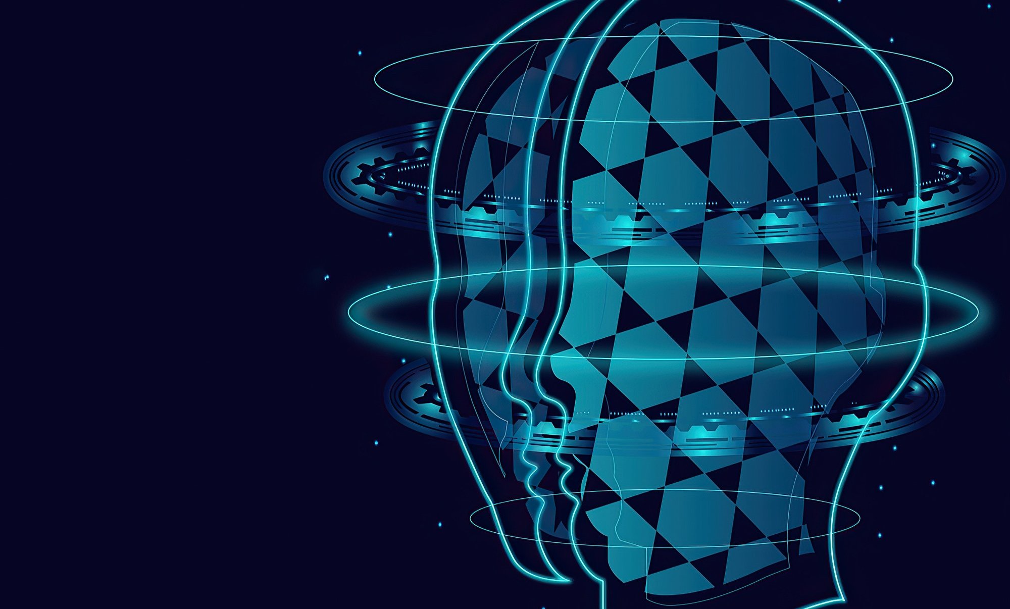 Netbrain gezicht met netwerk lijnen